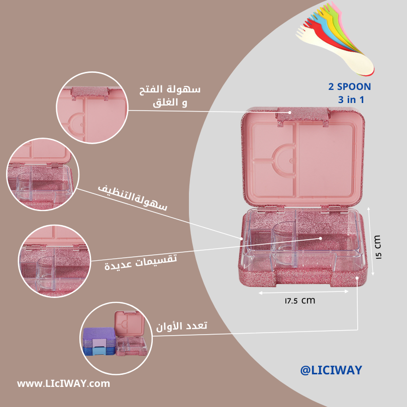 Lunch Box (17.5 × 15)cm (Glitter- Blue)